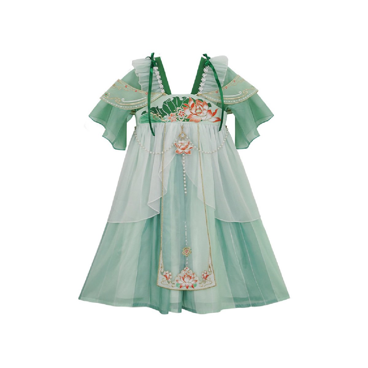 Girls Green Hanfu Dress Traditional Chinese Princess Costume