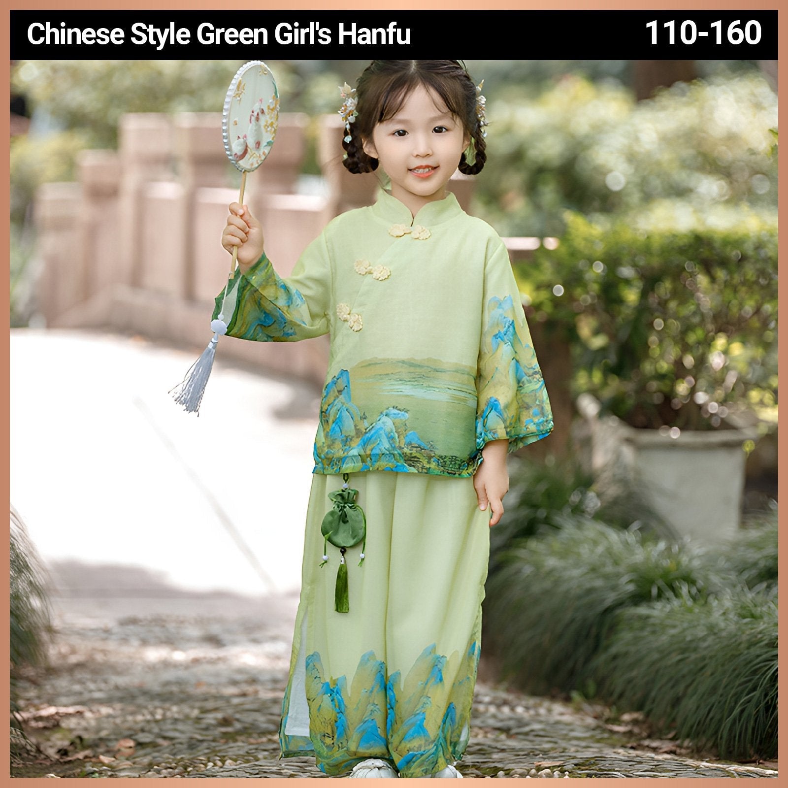 Girl's Traditional Chinese Spring Meadow Hanfu