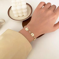 Stylish Crystal Pearl Flower Bracelet Party Accessories Charm Chain Jewellery