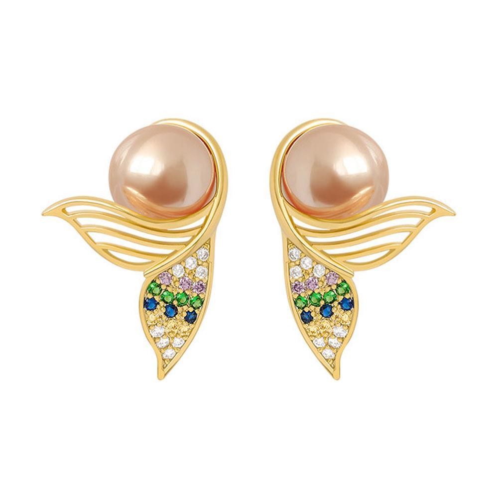 Gold and Pearl Owl Earrings