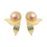 Gold and Pearl Owl Earrings