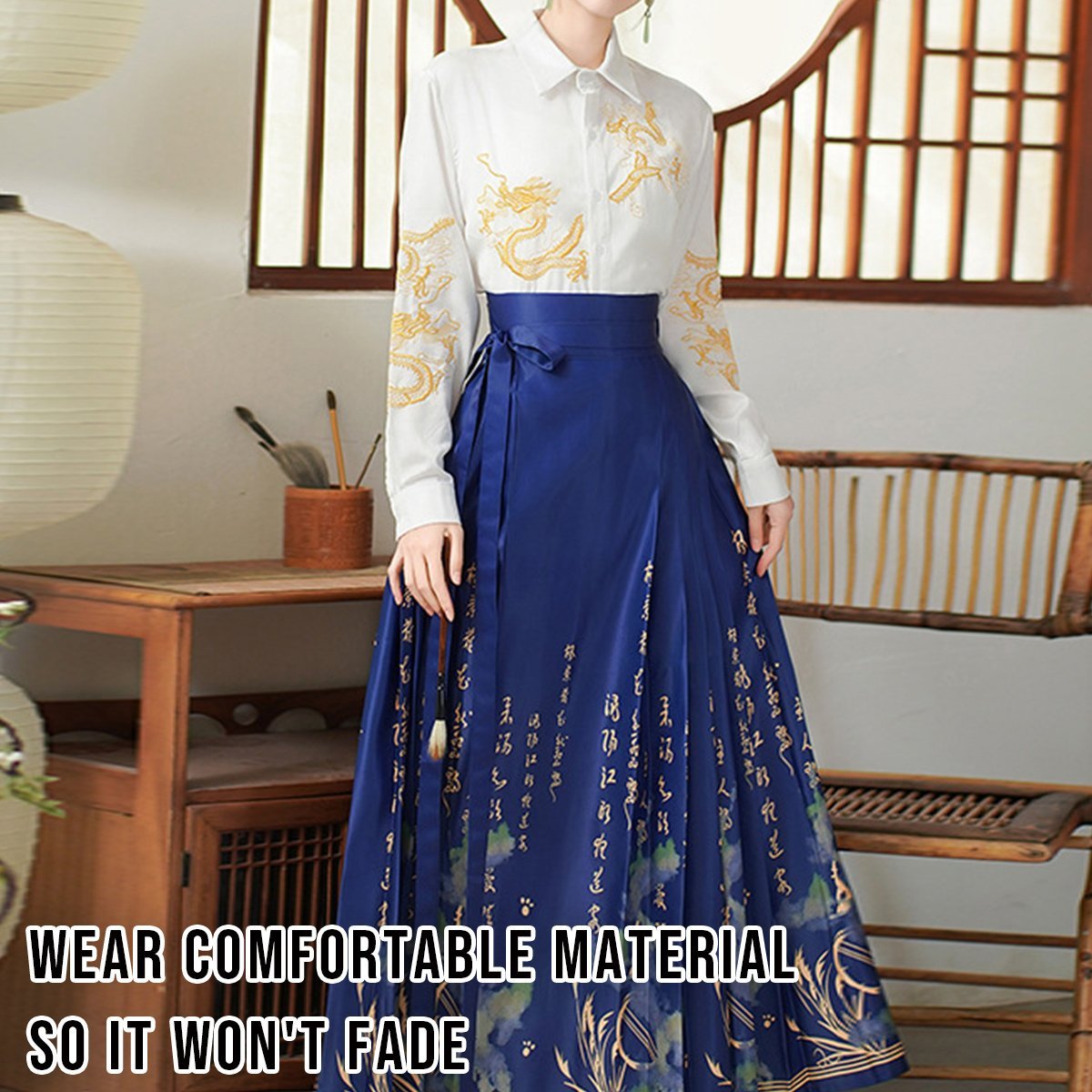 Chinese Horse Face Skirt Womens Long Hanfu Traditional Half Body Skirt