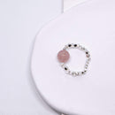 Elegant Pink Beads and Silver Beads Ring Delicate Jewelry for Women and Girls