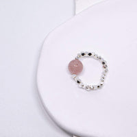 Elegant Pink Beads and Silver Beads Ring Delicate Jewelry for Women and Girls