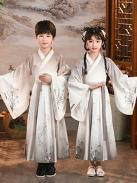 Girls' Ink-Printed Hanfu Dress