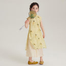 New Chinese Style Republic-Era Girl's Dress Set