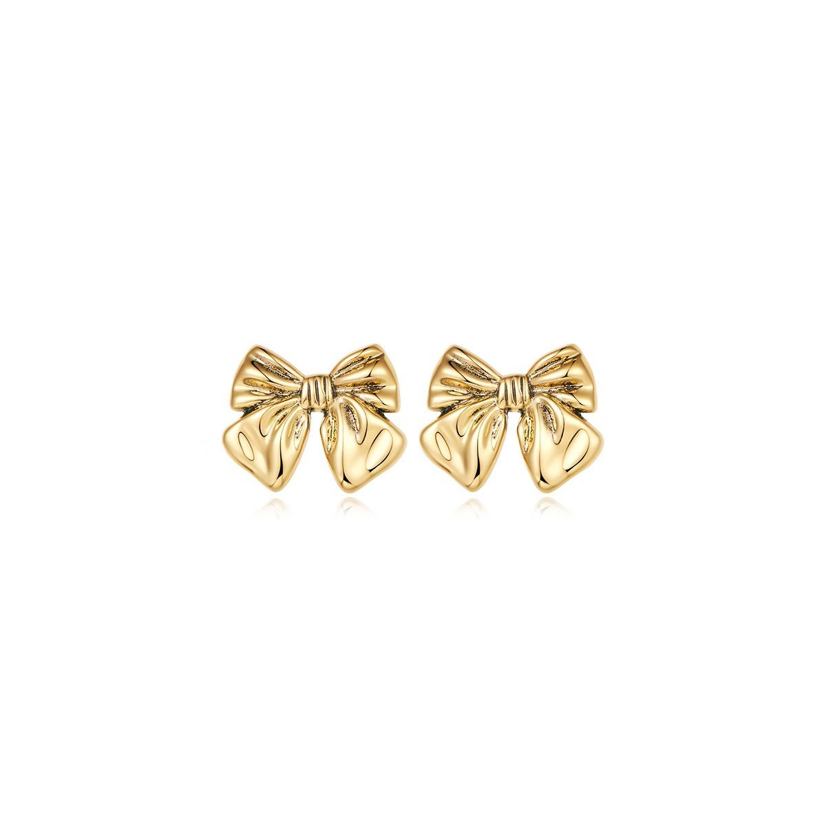 Gold Bow Earrings Women Fashion Stud Jewelry Simple Elegant Gift