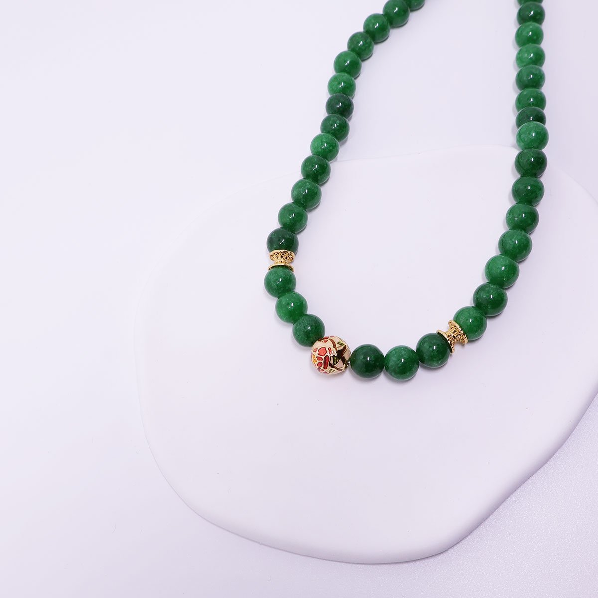 Green Natural Stone Beaded Necklace Beauty Handmade Women Simple Healing Reiki