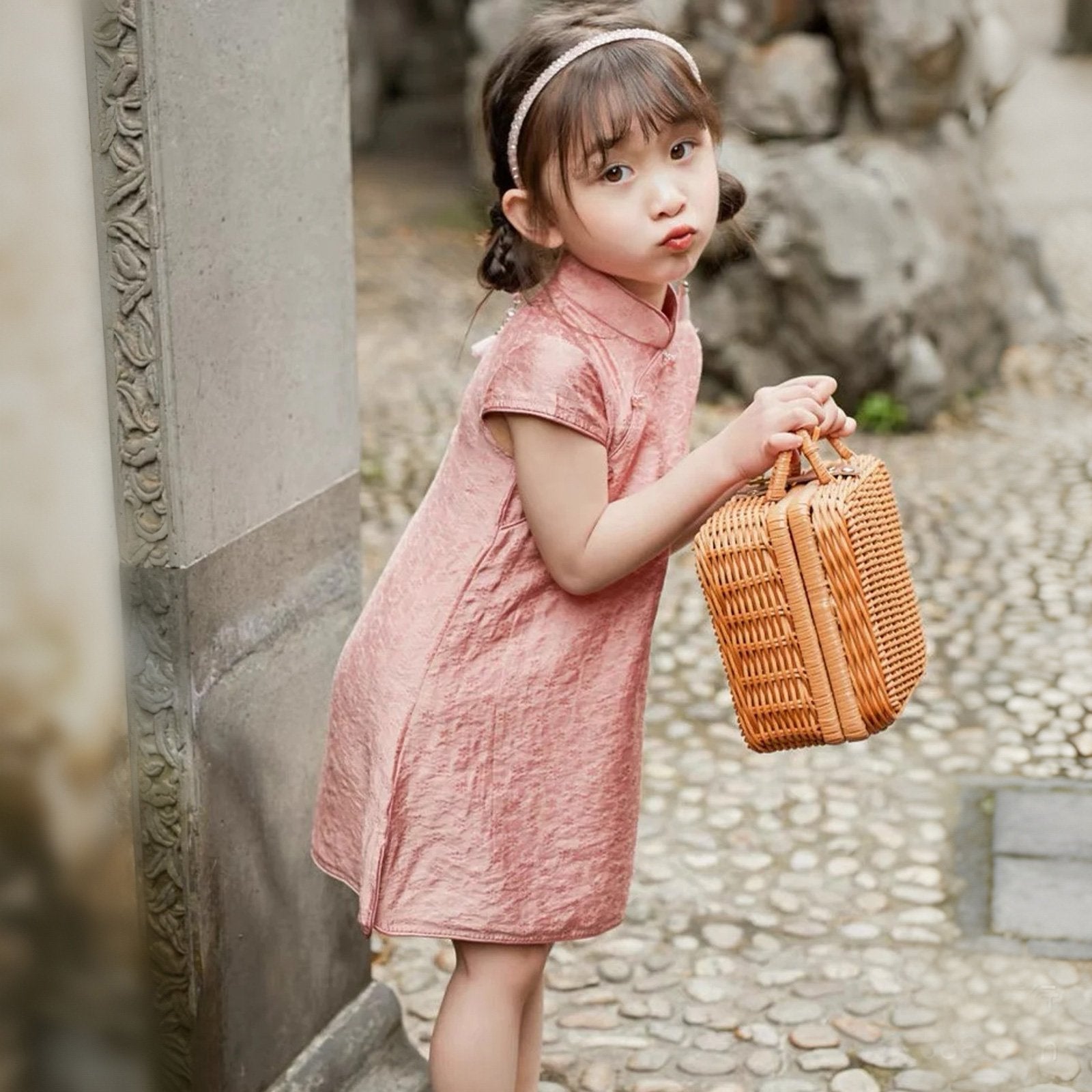 Girls' Pink Chinese Dress Cheongsam