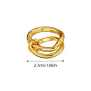 Brass Gold-Plated Twist Knot Ring Retro Geometric Ring Fashion Jewelry