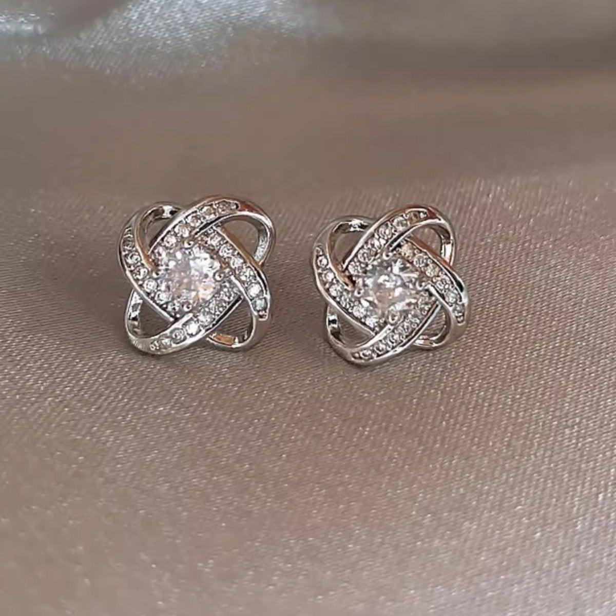 Four Leaf Clover Zircon Stud Earrings Gift For Women Wedding Fashion Jewelry