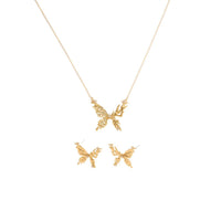 Elegant Vintage Butterfly Pendant Necklace and Earrings Set Stylish Jewelry Gift