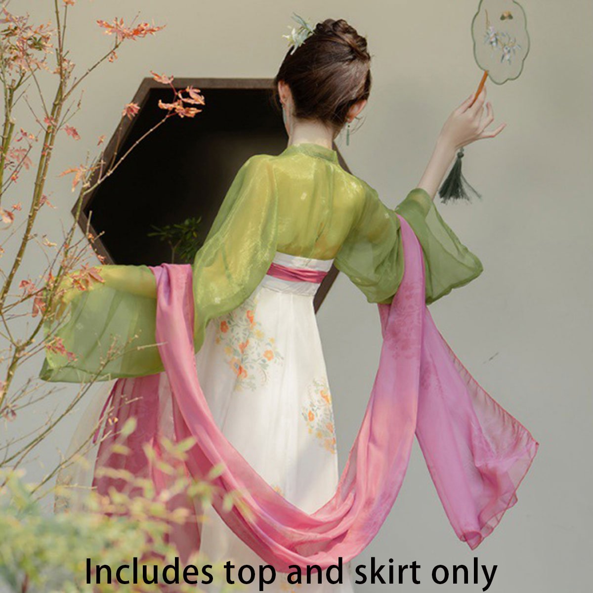 New Chinese Women's Clothing Tang Style Hanfu Elements Daily Chest-length Dress Tea Clothing Two-piece Set