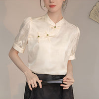 Women's Short Sleeve Silk Cheongsam Blouse