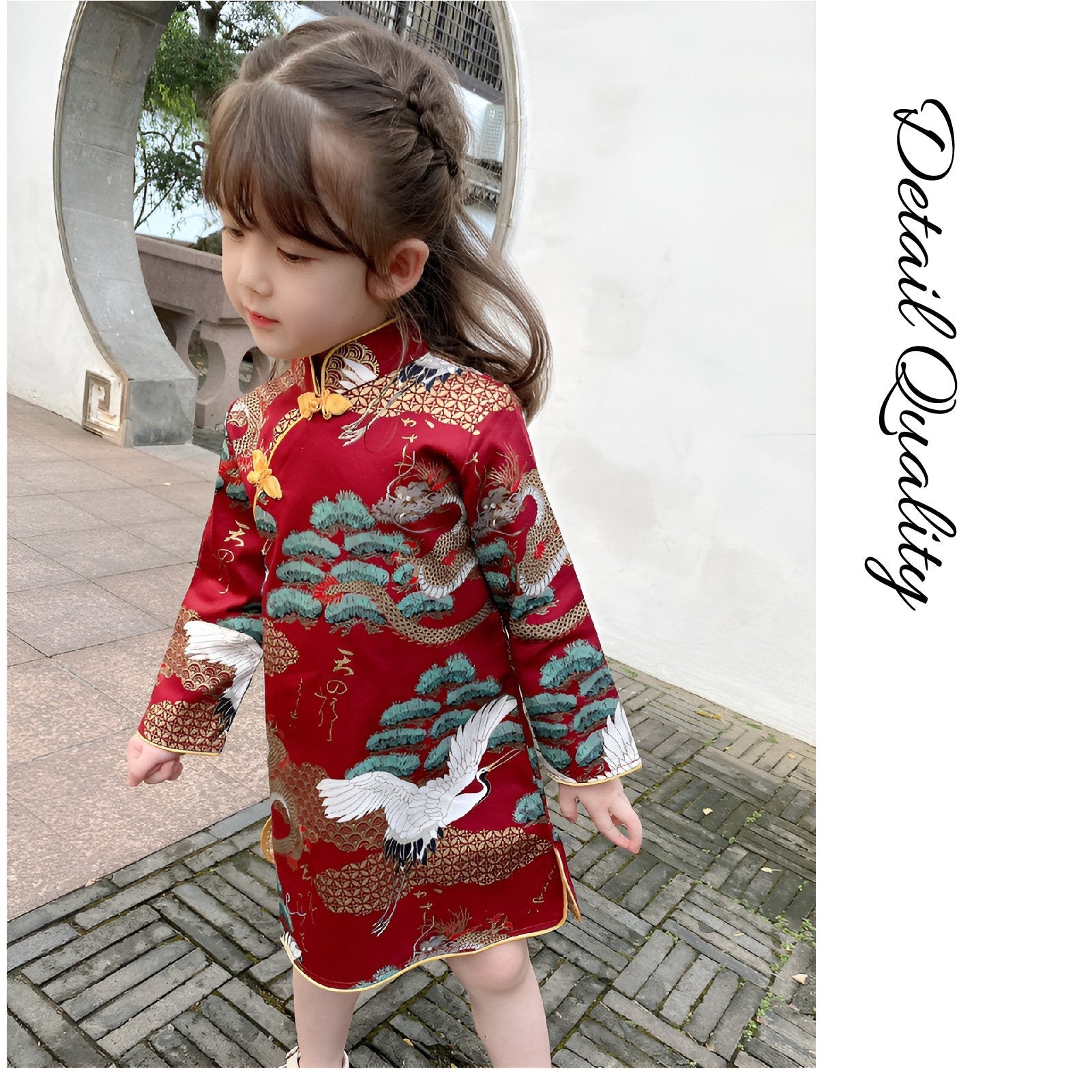 Kids' Festive Red New Year Dress Cheongsam