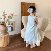 Girls' Floral Two-Piece Cheongsam Dress Set