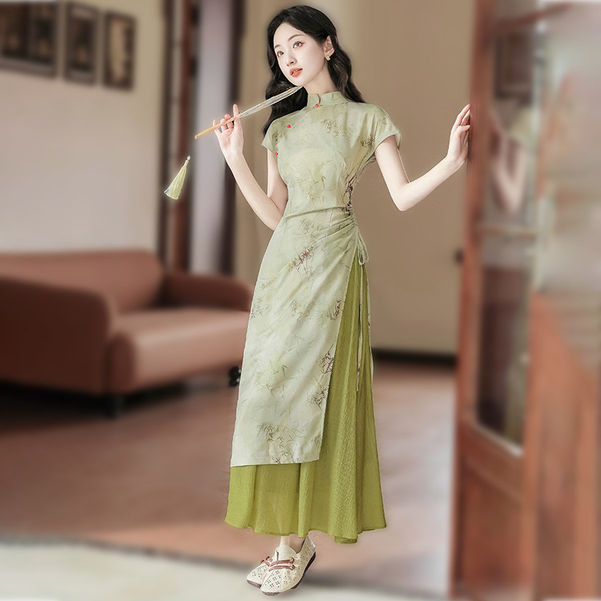 Green Elegant Chinese Long Dress Han Grace