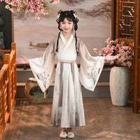 Girls' Ink-Printed Hanfu Dress