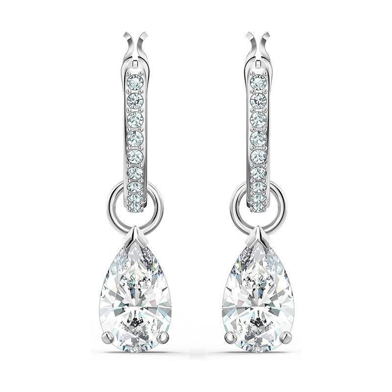 Exquisite Teardrop Drop Earrings with Cubic Zirconia Accents Women 925Silver