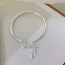 Bangle Bowknot Bells Bracelet Korean Opening Wrist Chain Women Silver Bracelet