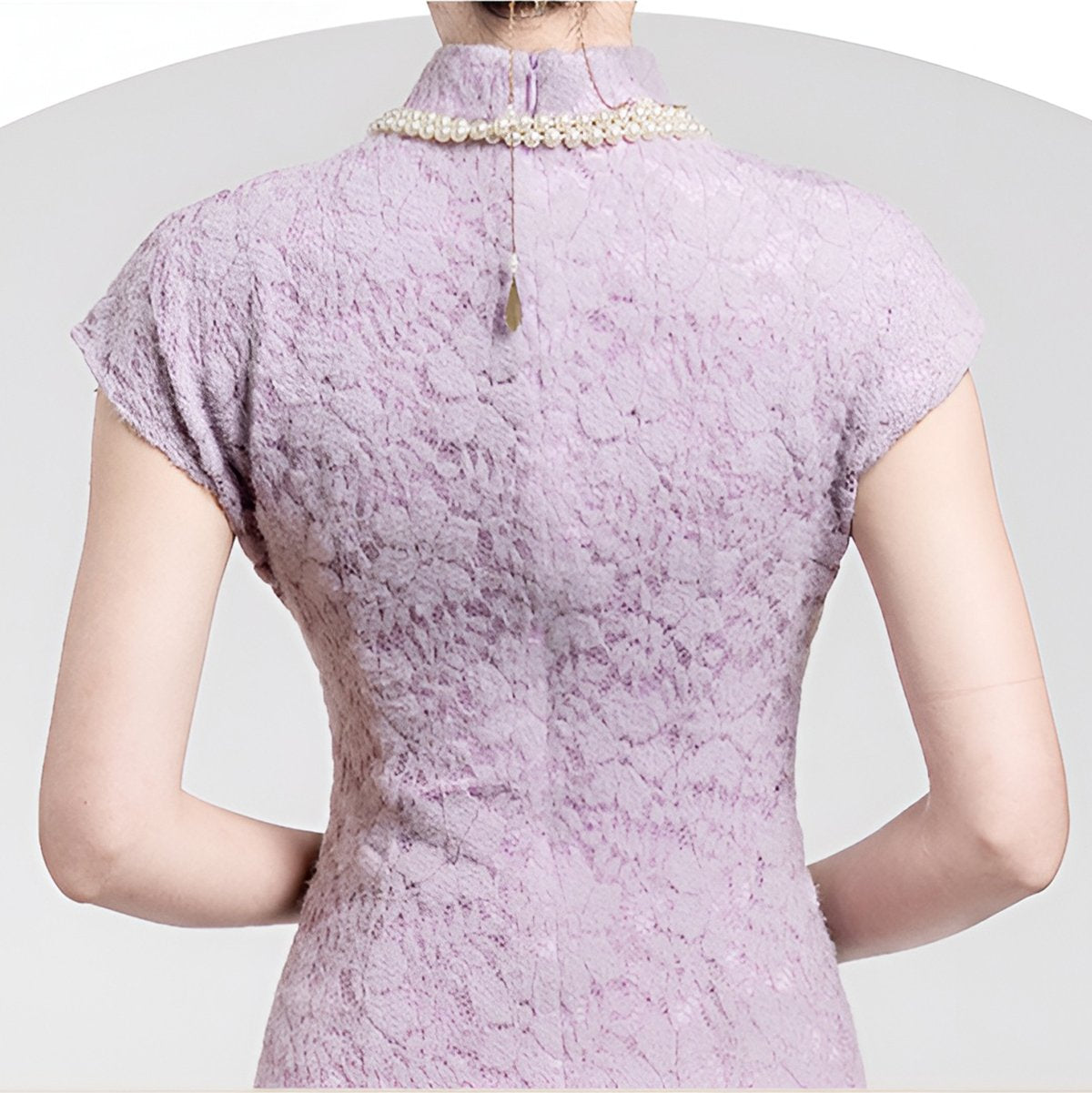 Lavender Elegant Lace Cheongsam Dress