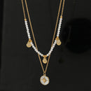 Double Layer Shell Pendant Necklace Stylish Fashion Jewelry Women Beach