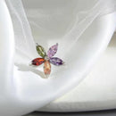 Colourful Petal Zircon Earrings Silver Ladies Wedding Party Christmas Gift