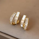 Golden Elegance Zircon Stud Earrings Women Wedding Jewelry Elegant Best Gift