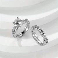 Simple Four Claw Twist Diamond Wind Ring Elegant High Grade Jewelry Gift for Her