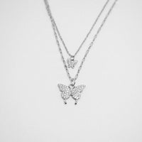 Butterfly Double Necklace Feminine Cold Wind Style Collarbone Chain Jewelry