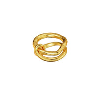 Brass Gold-Plated Twist Knot Ring Retro Geometric Ring Fashion Jewelry