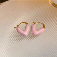 Romantic Pink Dripping Heart Dangle Earrings Women Girls Fashion Jewelry