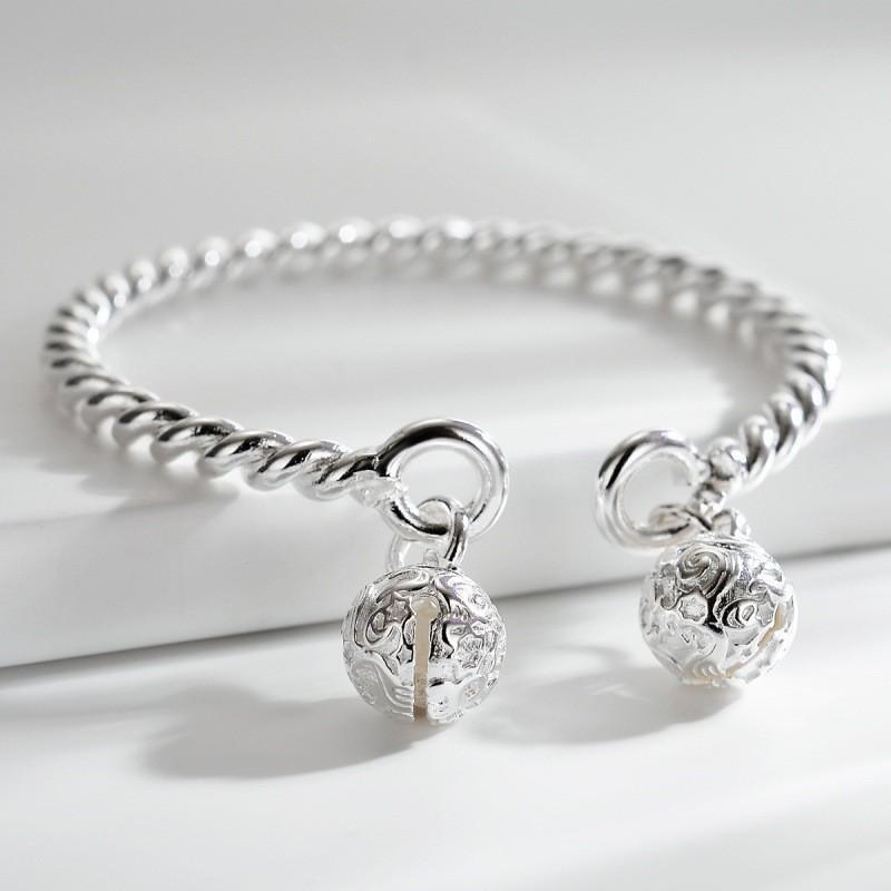 Bangle Bowknot Bells Bracelet Korean Opening Wrist Chain Women Silver Bracelet