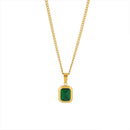 Emerald Green Crystal Necklace Gold Plated Pendant for Women Fashion Jewelry