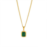 Emerald Green Crystal Necklace Gold Plated Pendant for Women Fashion Jewelry