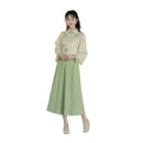 Women's Light Green and Beige Modern Hanfu Two-Piece Set