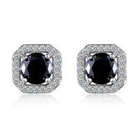 1 Pair Brilliant Square Cut Cubic Zirconia Stud Earrings Stainless Steel E135 7Clours