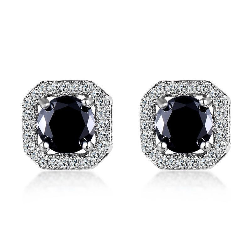 1 Pair Brilliant Square Cut Cubic Zirconia Stud Earrings Stainless Steel E135 7Clours