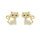 Adorable Gold and Pearl Cat Earrings