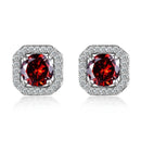 1 Pair Brilliant Square Cut Cubic Zirconia Stud Earrings Stainless Steel E135 7Clours