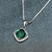 Fashion 925 Sterling Silver Stunning Square Cubic Zircon Pendant Necklace Chain