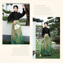 Women's Jiangshan Scenic Print Horsehair Skirt Set