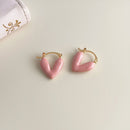 Romantic Pink Dripping Heart Dangle Earrings Women Girls Fashion Jewelry