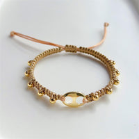 Adjustable Gold Pearl Bracelet Accessory Stylish Hand-Woven Pearls Wrist Chain