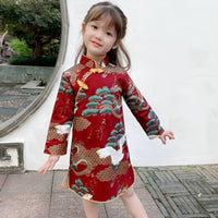 Kids' Festive Red New Year Dress Cheongsam