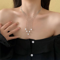 Hollow Imitation Pearl Fringe Multi Layer Necklace Fashion Jewellery Women