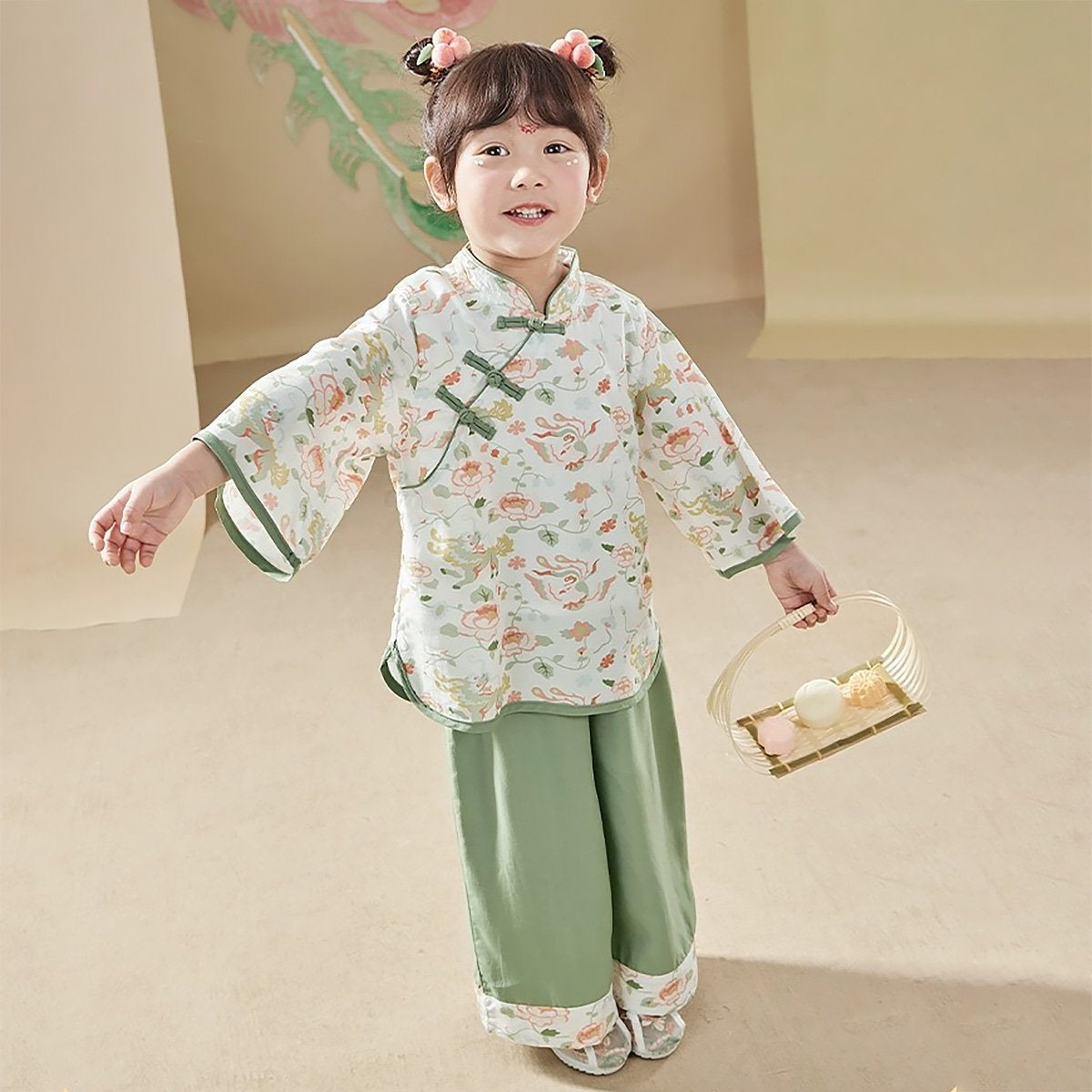 Girls Chinese Hanfu Two-Piece Set Traditional Outfit