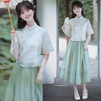 Mint Green Women's New Modern Hanfu Set