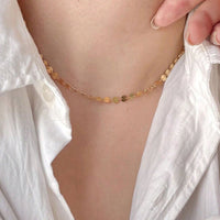 Gold Metal Sequin Necklace Fashion Jewellery Women Statement Chain Gifts