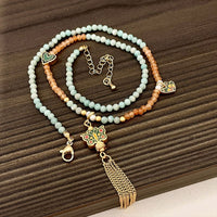 New Chinese Butterfly Pendant Beaded Necklace with Fringe Exquisite Fashion